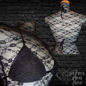 🆕 Hot Sauce Style skimpy sliding triangle bikini lace overlay XS sexy